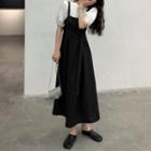 Plain Overall Dress / Short-sleeve Top