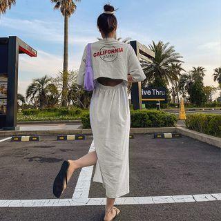 Letter Slit-back Maxi T-shirt Dress