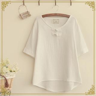Short-sleeve Chinese Frog Button Top