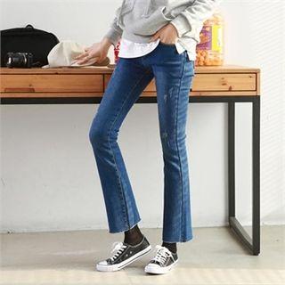 Coral-fleece Lined Semi Boot-cut Jeans