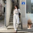 Contrast-trim Wide-leg Dress Pants