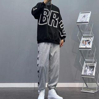 Lettering Sweatshirt / Butterfly Print Joggers