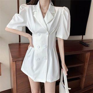 Plain Slim-fit A-line Blazer Dress
