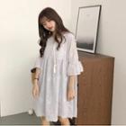 Lace Bell-sleeve Loose-fit A-line Dress