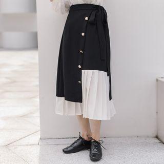 Two Tone Button-up Midi Skirt
