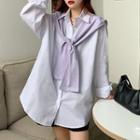 Set: Plain Shirt + Tie-front Shawl