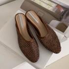 Openwork Rattan Flat Mules