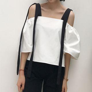 Color Block Off-shoulder Top