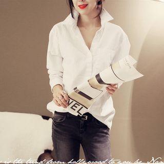 Stand-collar Long-sleeved Loose-fit Blouse