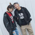 Couple Matching Hooded Faux-leather Jacket