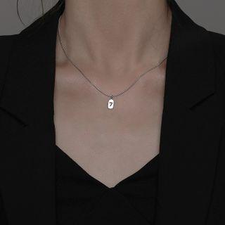Number Pendant Necklace 1pc - Silver - One Size