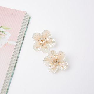 Faux-pearl Floral Stud Earrings