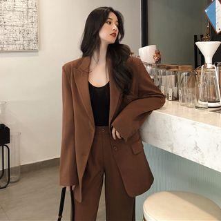 Single-breast Blazer / Wide-leg Dress Pants