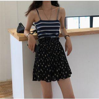 Floral Chiffon A-line Mini Skirt Black - One Size