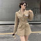 Lettering Patch Single-breasted Blazer