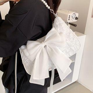 Ribbon Faux Pearl Shoulder Bag