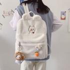 Bear Embroidered Fleece Backpack