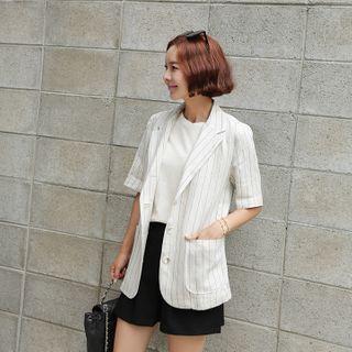 Single-breasted Pinstriped Linen Blazer