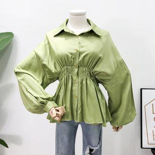 Elastic-waist Plain Shirt