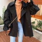 Drawstring Double-breasted Trench Jacket