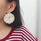 Yarn Flower Dangle Earring White - One Size