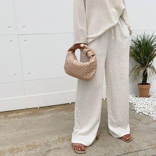 Wide-leg Linen Blend Pants Ivory - One Size