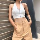 Zipped Halter-neck Top