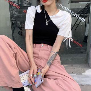 Short-sleeve T-shirt / Asymmetric Tank Top