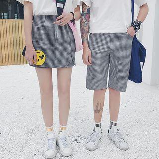 Couple Matching Gingham Shorts / Skirt