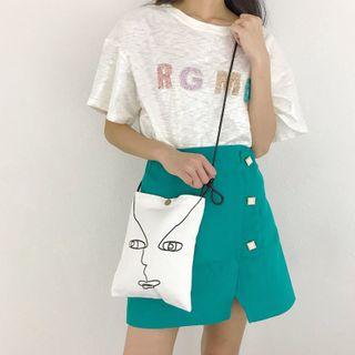 Face Print Crossbody Bag As Shown In Figure - One Size