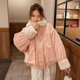 Fleece-collar Buttoned Jacket