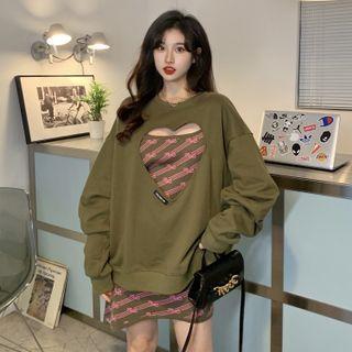 Heart Cutout Sweatshirt / Spaghetti Strap Lettering Bodycon Dress