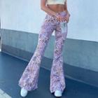 Print High-waist Bell-bottom Pants