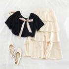 Set: Knit Top + Layered Skirt