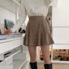 Band-waist Leopard Print Mini Skirt