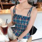 Plaid Shirred Camisole Top