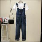 Cropped Denim Pinafore Jumpsuit