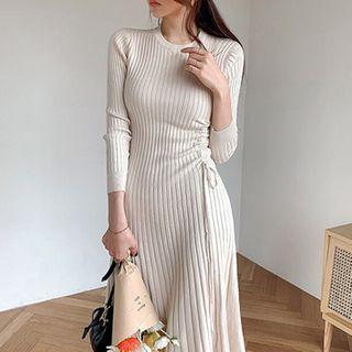 Drawstring Long Sleeve Knit Dress