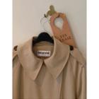 Epaulette-shoulder Double-breasted Trench Coat With Sash One Size