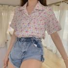 Short-sleeve Floral Print Blouse As Shown In Figure - One Size