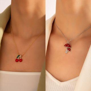 Cherry / Mushroom Pendant Alloy Necklace
