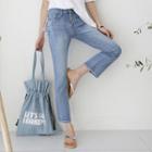 Button-trim Straight-cut Jeans