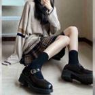 Striped Cardigan / Plaid A-line Skirt