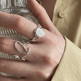 Agate / Wirework Sterling Silver Open Ring