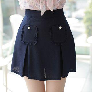 Faux-pearl Frilled-detail Skort