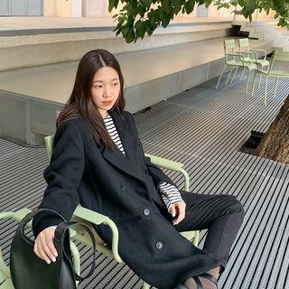 Double-breasted Woolen Reefer Coat