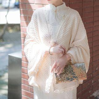 Lace Trim Knit Shawl