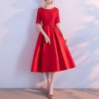 Short-sleeve A-line Wedding Dress