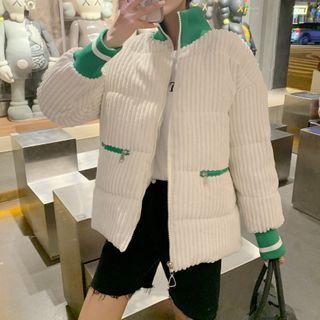 Two-tone Stand-collar Corduroy Padded Jacket