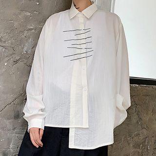 Embroidered Irregular Hem Shirt